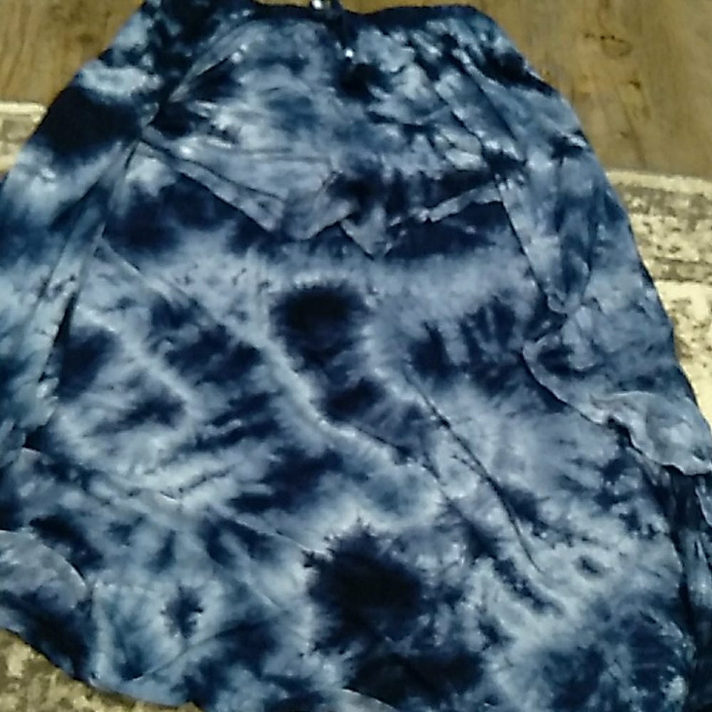 Justice tie die shorts with maxi skirt overlay